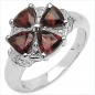 Preview: Edler Ring-925 Sterling Silber-Rhodiniert 4 Granate 2,00Karat