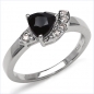 Preview: Edler Diamant-Black Saphir-Ring-925 St.Silber Rhodiniert-0,85 Karat