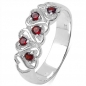 Preview: Granat-Herzen-Ring-925 Sterling Silber Rhodiniert-0,30 Karat
