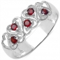 Preview: Granat-Herzen-Ring-925 Sterling Silber Rhodiniert-0,30 Karat