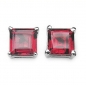 Preview: Ohrstecker Quadrate-Granat-925Silber-Rhodiniert-1Karat