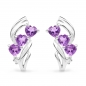 Preview: Diamant Ohrringe-925 Silber-Rhodin.-mit Amethyst-Herzen