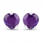 Preview: Ohrstecker Herz-Sterling Silber-Rhodin.-mit Amethyst 0,90 Karat