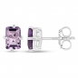 Preview: Ohrringe/Ohrstecker rechteckige Amethyste 925 Sterling Silber Rhod.-1,70 Karat