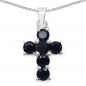 Preview: Collier/Kette Anhänger schwarzer Saphir-Kreuz-Anhänger-2,10 Karat
