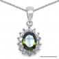 Preview: Collier/Kette mit Peridot-grünem und weißem Zirkonia-Anhänger