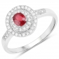 Preview: Zirkonia Ring rot/weiß- 925 Sterling Silber Rhodiniert-45 Steine