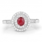 Preview: Zirkonia Ring rot/weiß- 925 Sterling Silber Rhodiniert-45 Steine
