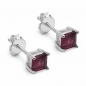 Preview: Ohrstecker "Seltener Rhodolith" Square/Quadrat-925-Silber- Rhodiniert-1,60 Karat