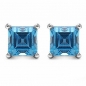 Preview: Ohrringe/Ohrstecker Swiss Blue Topas/Blautopas-Sterling Silber Rhodiniert 1Karat