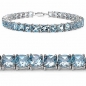 Preview: Bezauberndes Edles Blautopas Armband Silber-Rhodiniert 21,45 Karat-33 Edelsteine
