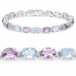 Preview: Blautopas-Pink Amethyst-Armband 925 Silber-Rhodiniert-10,48 Karat