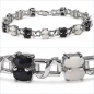 Preview: Schwarzes Saphir-Opal Armband-30 Edelsteine-925 Silber Rhodiniert