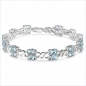 Preview: Edles Zweireihiges Blautopas Armband-925 Silber-Rhodiniert-12,00 Karat