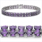 Preview: Edles zweireihiges Amethyst Armband-925 Silber-Rhodiniert-15,20 Karat