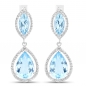 Preview: Elegante Designer Ohrringe/Ohrstecker Klappbügel Diamant/Blautopas 13,84 Karat