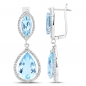 Preview: Elegante Designer Ohrringe/Ohrstecker Klappbügel Diamant/Blautopas 13,84 Karat