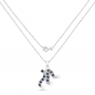 Preview: Collier Süßwasser-Perle/Nachtblauer Saphir-Anhänger 925-Silber Rhodiniert-3,68 K