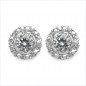 Preview: Große Ohrringe/Ohrstecker mit 20 weißen Zirkonia-925 Sterling-Silber-3,14 Karat
