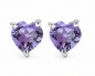 Preview: Ohrstecker Amethyst-Herzen-Sterling Silber-Rhodiniert-0,50 Karat