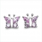 Preview: Ohrstecker Zirkonia Pink Schmetterling Silber-Rhodiniert-1,30 Karat