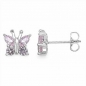 Preview: Ohrstecker Zirkonia Pink Schmetterling Silber-Rhodiniert-1,30 Karat
