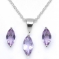 Preview: Marquise-Granat-Schmuck-SET 4-teilig Sterling Silber Rhodiniert-2,57 Karat