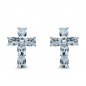 Preview: Ohrringe/Ohrstecker-Blautopas Kreuze-925 Sterling Silber-Rhodiniert 1,90 Karat