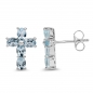 Preview: Ohrringe/Ohrstecker-Blautopas Kreuze-925 Sterling Silber-Rhodiniert 1,90 Karat