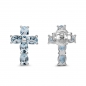Preview: Ohrringe/Ohrstecker-Blautopas Kreuze-925 Sterling Silber-Rhodiniert 1,90 Karat