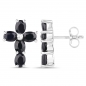 Preview: Ohrringe/Ohrstecker-echte Black Saphir-Kreuze, Silber-Rhodiniert 3,00 Karat