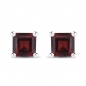 Preview: Ohrstecker Quadrate-Granat-925Silber-Rhodiniert-1Karat