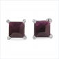 Preview: Quadratische Ohrringe/Ohrstecker Rubin-925 Sterling Silber-Rhodiniert-1,00 Karat