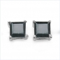 Preview: Ohrringe/Ohrstecker Quadrat Black Saphir-Sterling Silber-Rhodiniert 1,00 Karat