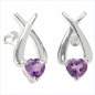 Preview: Ohrringe/Stecker Amethyst-Herzen Silber Rhod.-1,40Karat