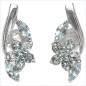 Preview: Collier/Kette m.Blautopas-Blumen-Anhänger-925Silber Rh.-1,25 Karat