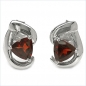 Preview: Ohrstecker 925 St.Silber-Rhodin.-mit Granat 1,00 Karat
