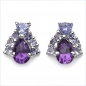 Preview: Ohrstecker Amethyst/Tansanit 16 Edelsteine-925St.Silber 1,52 Karat