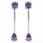 Preview: Ohrstecker Tropfenform Silber- Rhodiniert-mit Amethyst-1,80 Karat