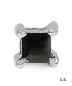 Preview: Herren-Ohrring/Ohrstecker Quadrat Schwarzer Saphir-Sterling Silber-Rhodiniert