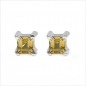 Preview: Citrin Ohrringe/Ohrstecker Quadrat 925 Sterling Silber- Rhodiniert