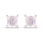 Preview: Rosenquarz Ohrringe/Ohrstecker Quadrat-925 Sterling Silber-Rhodin.-0,40 Karat