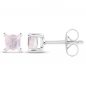 Preview: Rosenquarz Ohrringe/Ohrstecker Quadrat-925 Sterling Silber-Rhodin.-0,40 Karat