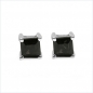 Preview: Ohrringe/Ohrstecker Quadrat Black Saphir-Sterling Silber-Rhodiniert 1,00 Karat