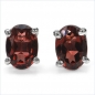 Preview: Ovaler Granat Ohrstecker-Sterling Silber- Rhodiniert-2,00 Karat