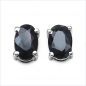 Preview: Ovale Black Saphir Ohrringe/Ohrstecker Silber-Rhodiniert 1,70 Karat