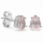 Preview: Rosenquarz Ohrstecker im Tropfenschliff-Sterling Silber-Rhodiniert-0,90 Karat