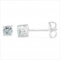 Preview: Herrenschmuck/Herrenohrring runder, blauer Zirkonia-0,38 Karat-Silber Rhodiniert