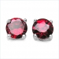 Preview: Ohrstecker rote, runde Zirkonia-925 Silber-Rhodiniert-0,76cts.