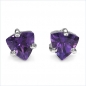 Preview: Amethyst-Ohrringe/Stecker Trillion-925 Silber-Rhodiniert-0,90 Karat
